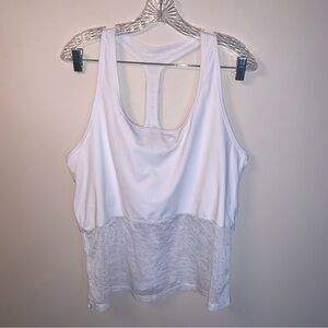 Fabletics White Grey Halter Tank Loose Fit L